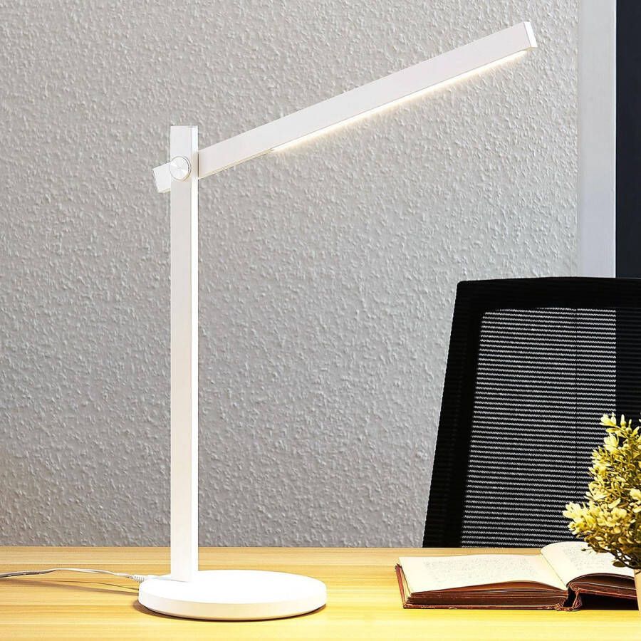 Lindby LED bureaulamp- met dimmer CCT 1licht kunststof metaal H: 43 cm wit Inclusief lichtbron
