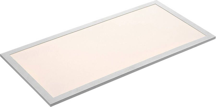 Lindby LED paneel 1licht kunststof aluminium H: 7.3 cm wit zilver Inclusief lichtbron
