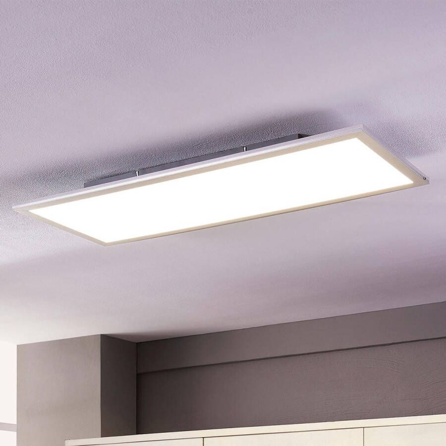 Lindby LED paneel 1licht plexiglas aluminium H: 5.2 cm wit zilver Inclusief lichtbron