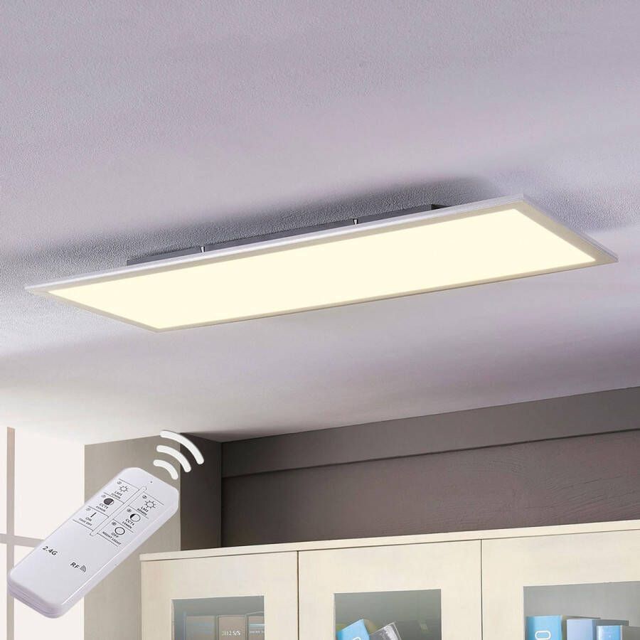 Lindby LED paneel- met dimmer 1licht plexiglas aluminium H: 5.2 cm wit zilver Inclusief lichtbron