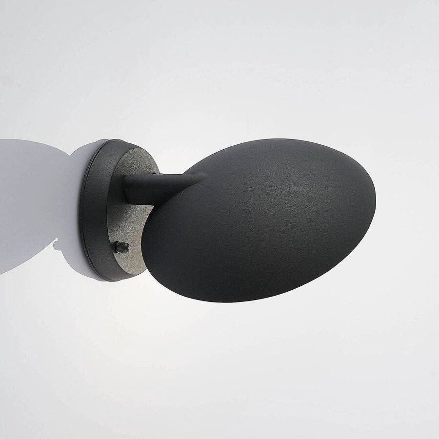 Lindby LED wandlamp buiten 1licht aluminium polycarbonaat H: 12.4 cm donkergrijs wit Inclusief lichtbron