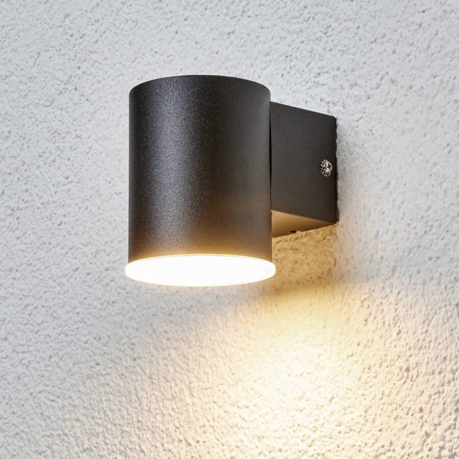 Lindby LED wandlamp buiten 1licht roestvrij staal kunststof H: 9.9 cm zwart Inclusief lichtbron
