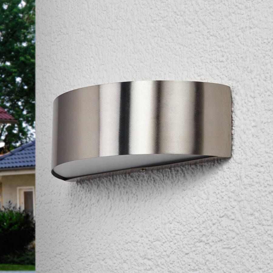 Lindby LED wandlamp buiten 1licht roestvrij staal polycarbonaat H: 6.6 cm roestvrij staal wit gesatineerd Inclusief lichtbron