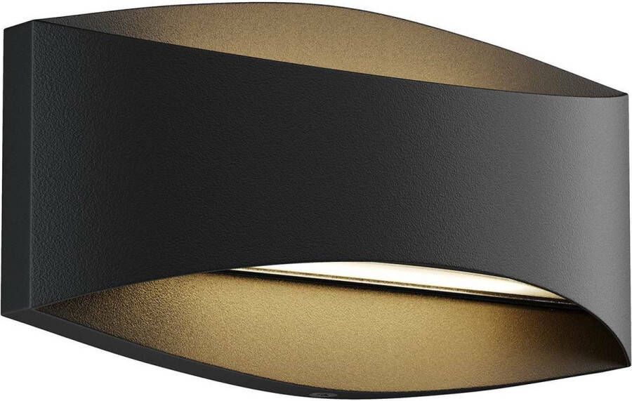 Lindby LED wandlamp buiten 2 lichts aluminium glas H: 11 cm zwart Inclusief lichtbronnen
