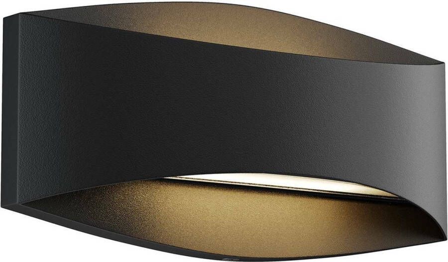 Lindby LED wandlamp buiten 2 lichts aluminium glas H: 12.7 cm zwart Inclusief lichtbronnen