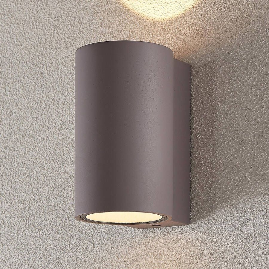 Lindby LED wandlamp buiten 2 lichts beton H: 20 cm grijs Inclusief lichtbronnen