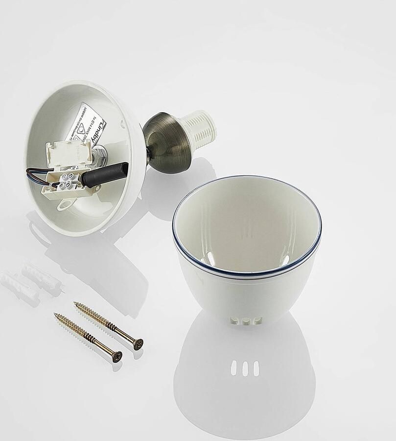 Lindby buitenspot 1licht keramiek ijzer H: 16 cm E14 wit brons blauw