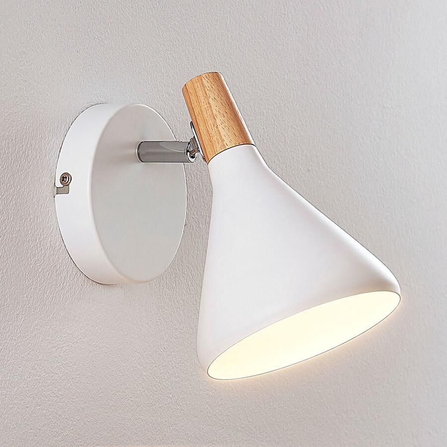 Lindby buitenspot 1licht metaal hout H: 17 cm E14 wit helder hout