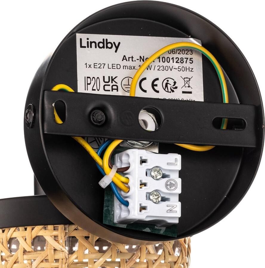 Lindby buitenspot 1licht Rotan H: 16.5 cm E27 hel hout