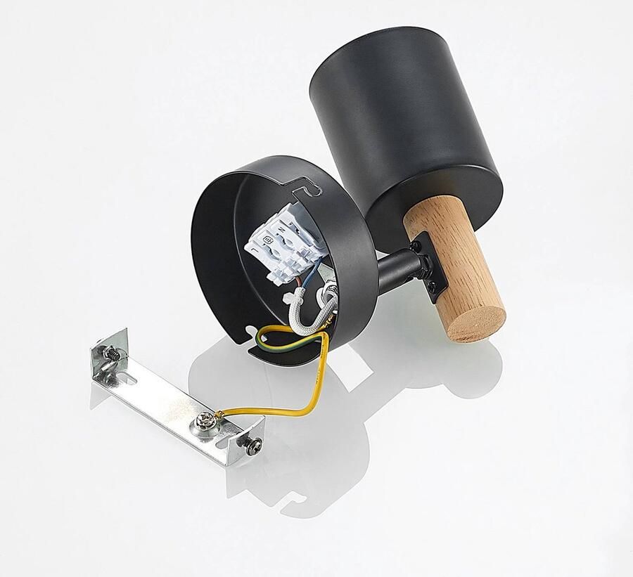 Lindby buitenspot 1licht staal hout H: 15 cm GU10 zwart hout