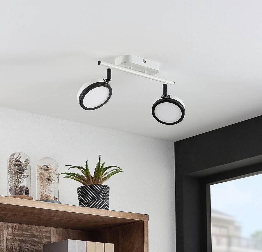 Lindby buitenspot 2lichts IJzer H: 20.2 cm GX53 wit zwart Inclusief lichtbronnen