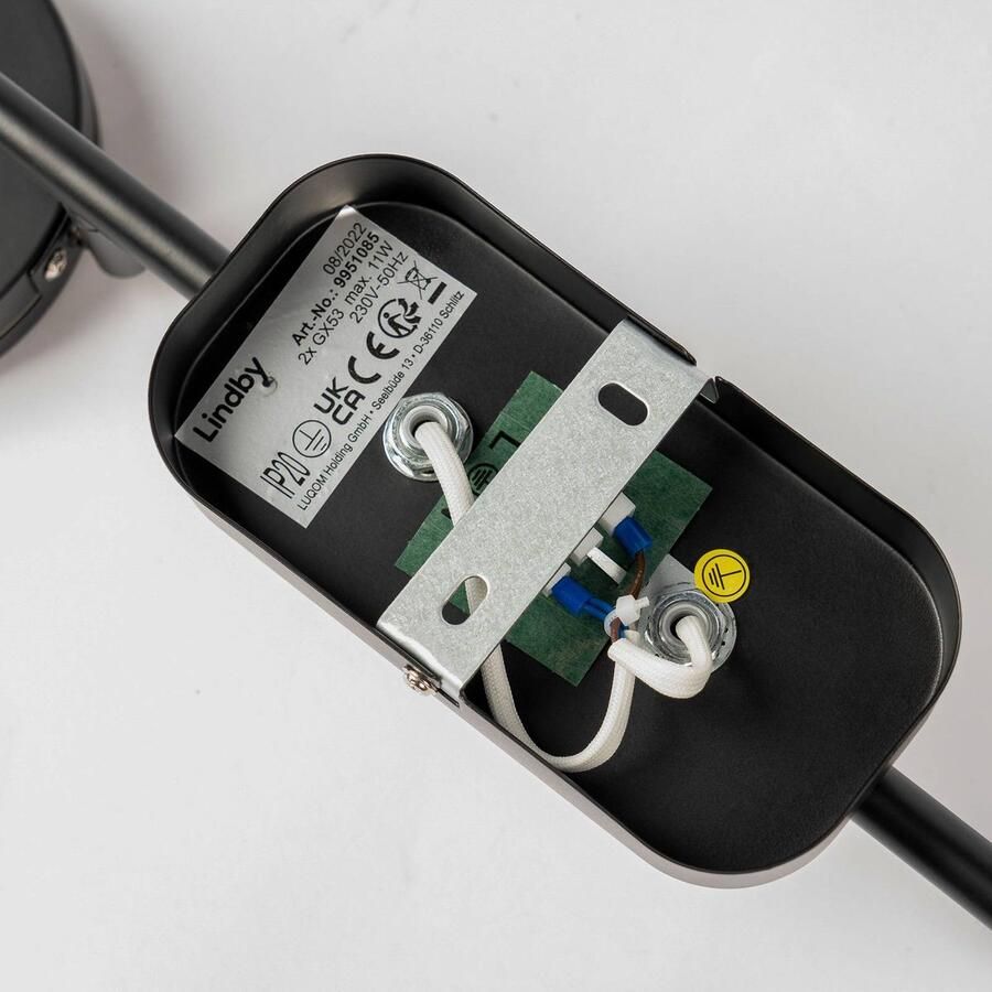 Lindby buitenspot 2lichts IJzer metaal H: 20.2 cm GX53 zwart Inclusief lichtbronnen