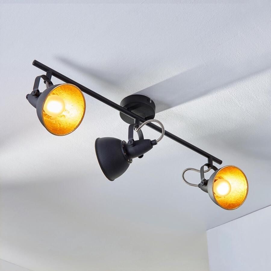 Lindby buitenspot 3lichts metaal H: 19.5 cm E14 zwart goud
