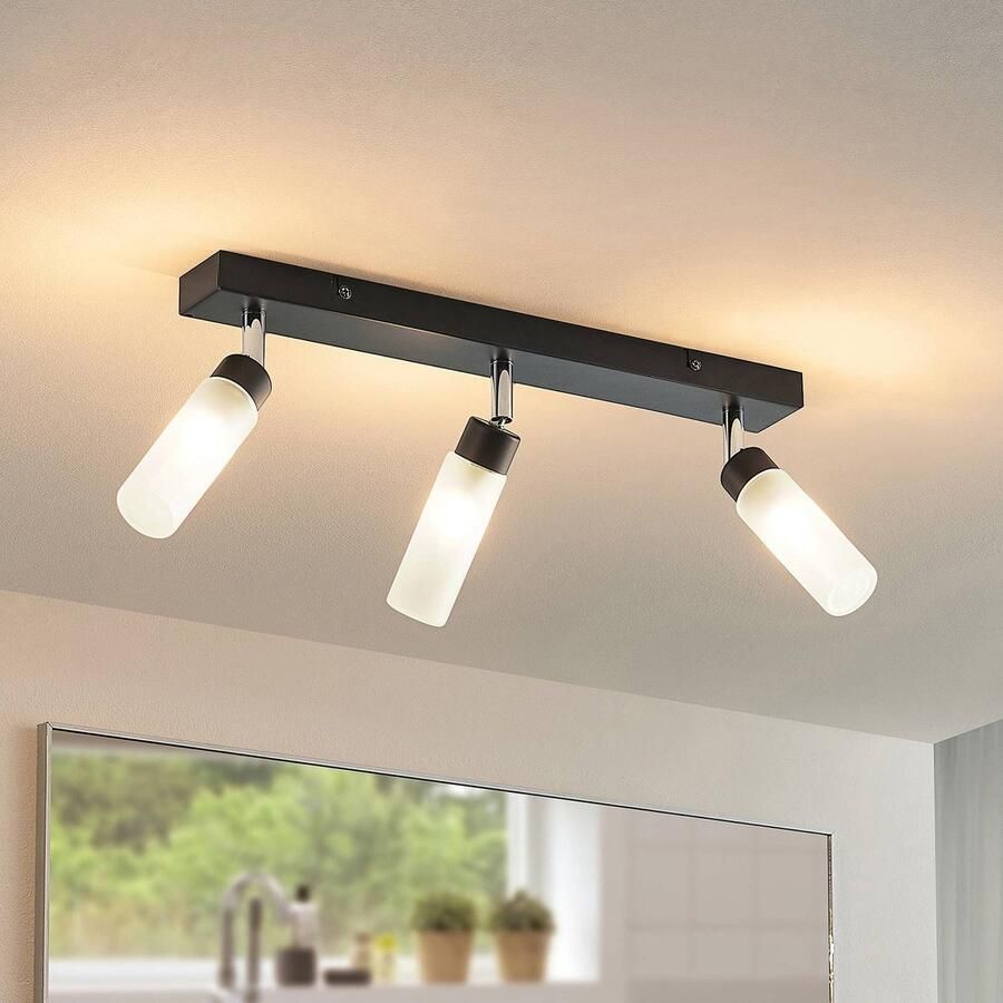 Lindby buitenspot 3lichts Staal glas H: 15 cm G9 zwart mat