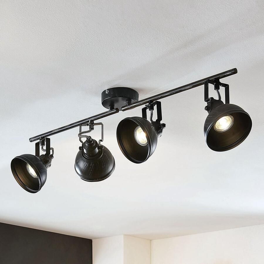 Lindby buitenspot 4lichts metaal H: 18 cm GU10 zwart zilver