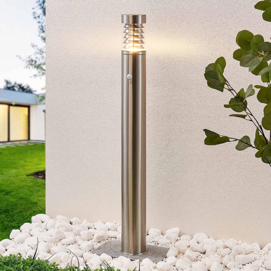 Lindby Padverlichting zuillampen 1licht roestvrij staal polycarbonaat H: 100 cm E14 roestvrij staal helder