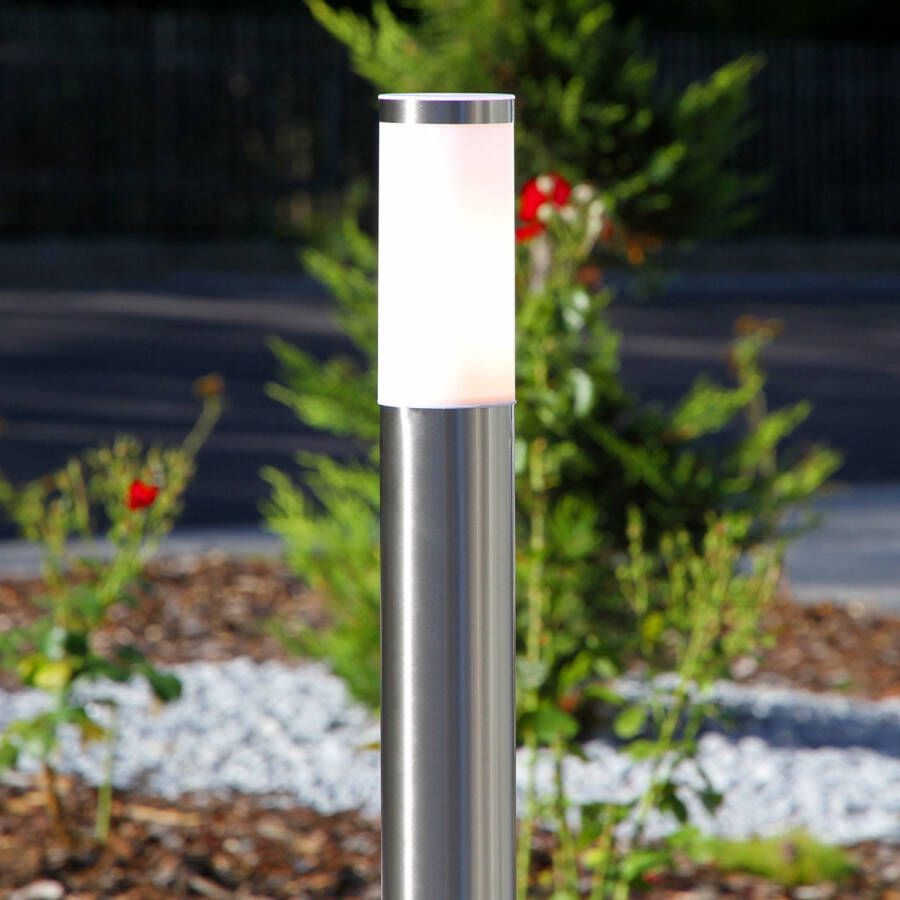 Lindby Padverlichting zuillampen 1licht roestvrij staal polycarbonaat H: 110 cm E27 roestvrij staal wit