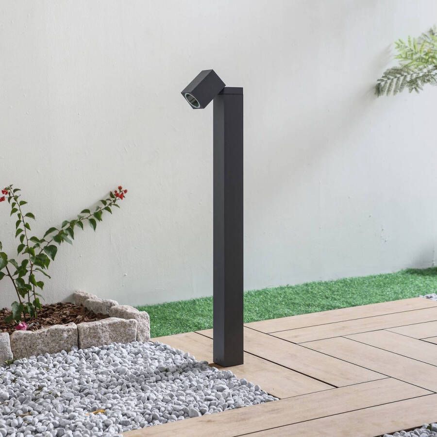 Lindby Tuinpad verlichting 1licht Aluminium H: 80 cm GU10 donkergrijs