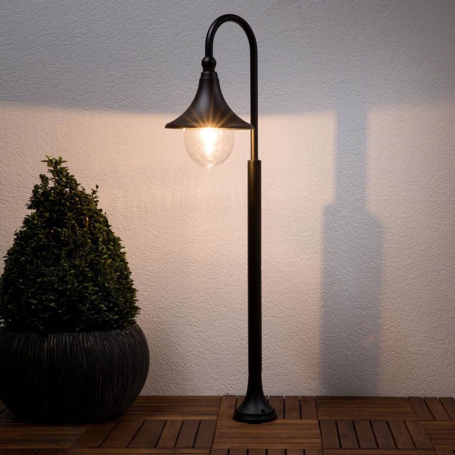 Lindby Tuinpad verlichting 1licht aluminium polycarbonaat H: 120 cm E27 zwart transparant