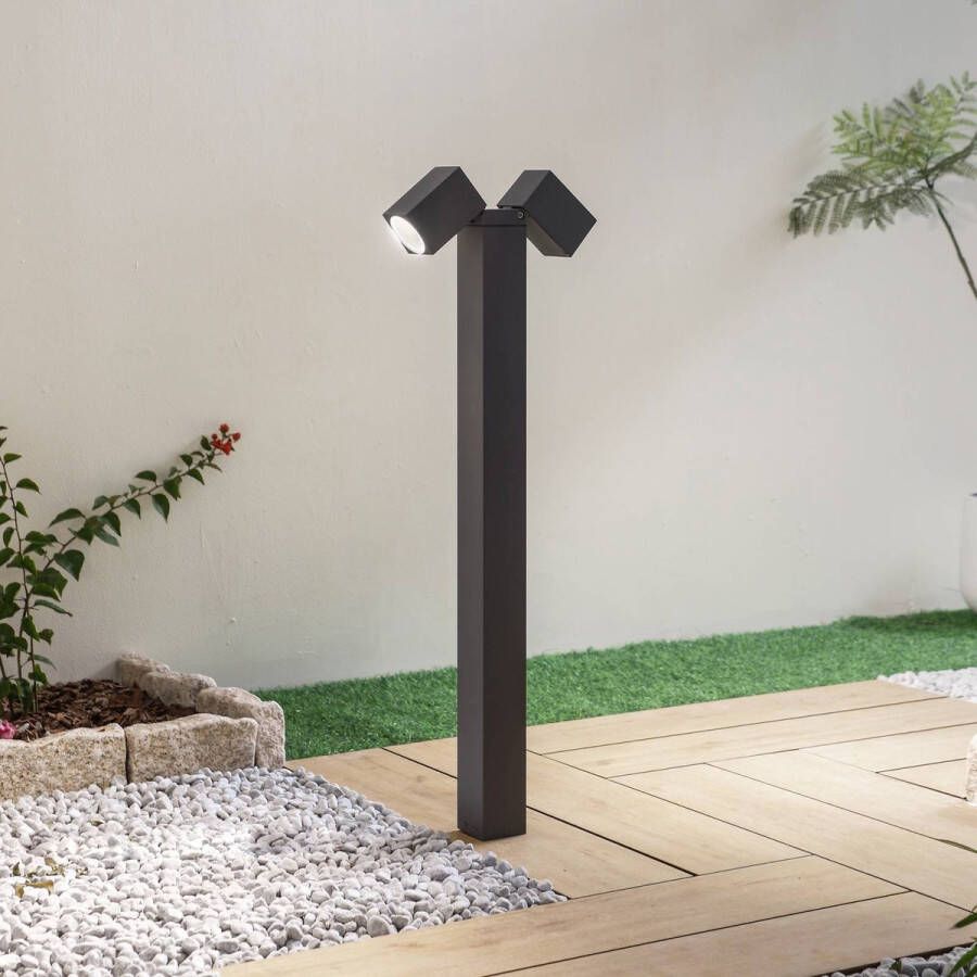 Lindby Tuinpad verlichting 2lichts Aluminium H: 80 cm GU10 donkergrijs