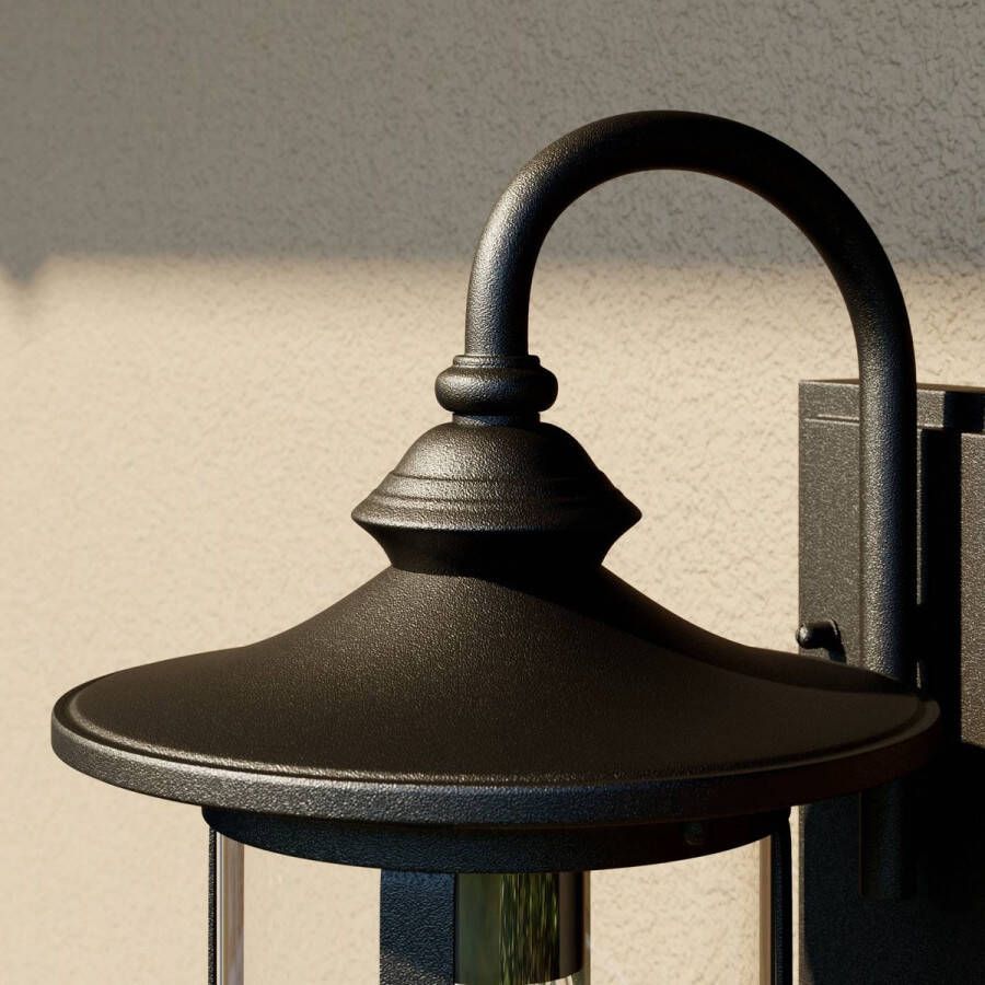 Lindby Wandlamp buiten 1licht Aluminium glas H: 33.4 cm E27 zwart helder