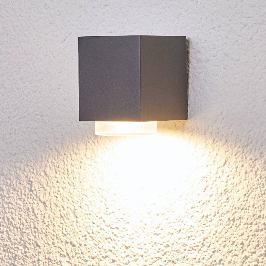 Lindby Wandlamp buiten 1licht Aluminium H: 9.3 cm GU10 donkergrijs