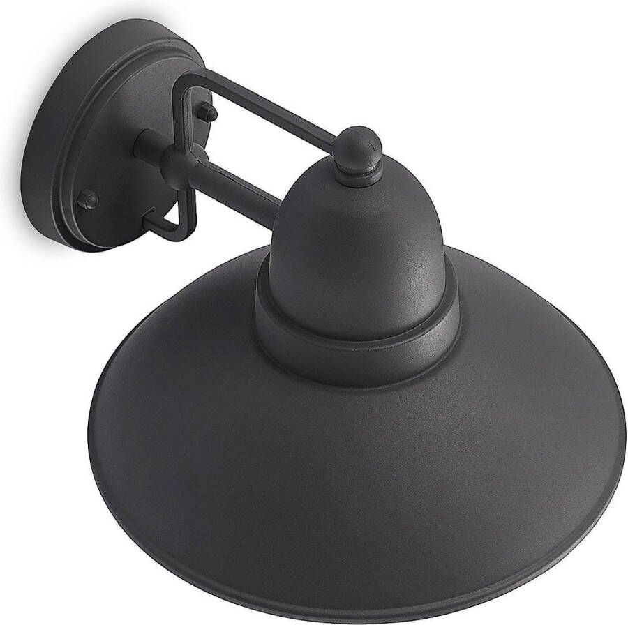 Lindby Wandlamp buiten 1licht aluminium kunststof H: 22 cm E27 donkergrijs opaalwit