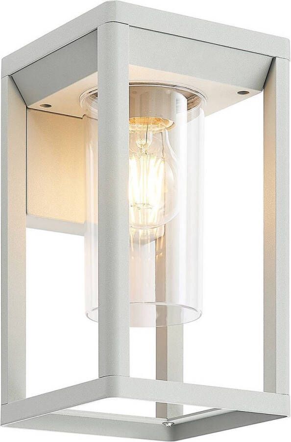Lindby Wandlamp buiten 1licht aluminium kunststof H: 27 cm E27 zilvergrijs