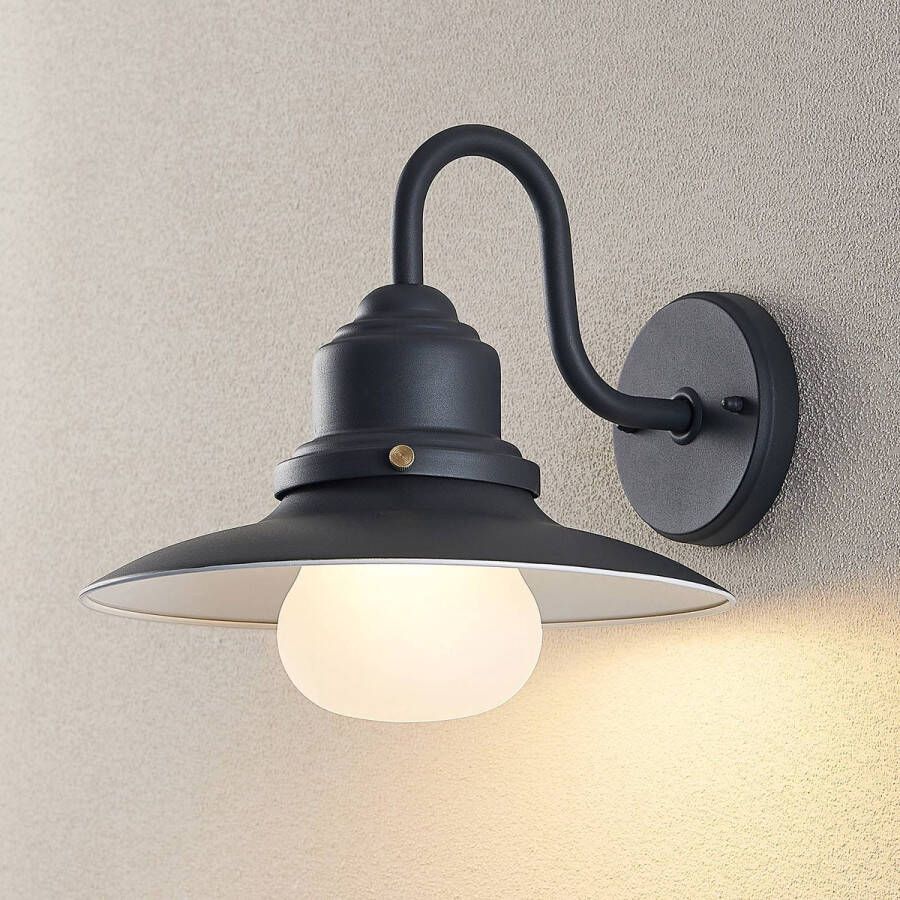 Lindby Wandlamp buiten 1licht staal glas H: 31 cm E27 donkergrijs