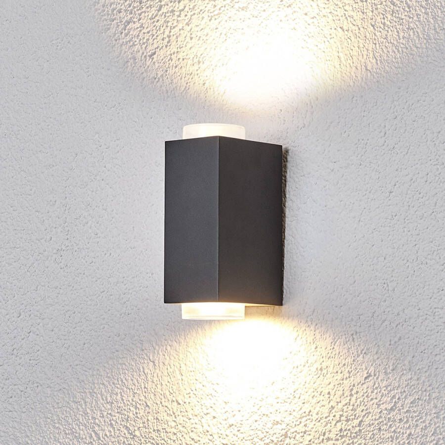 Lindby Wandlamp buiten 2 lichts Aluminium H: 17.6 cm GU10 donkergrijs