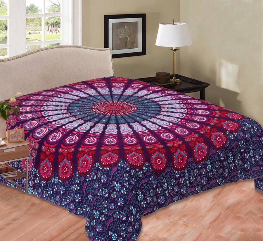 Lindian-style bedsprei sprei Paars mandala katoen