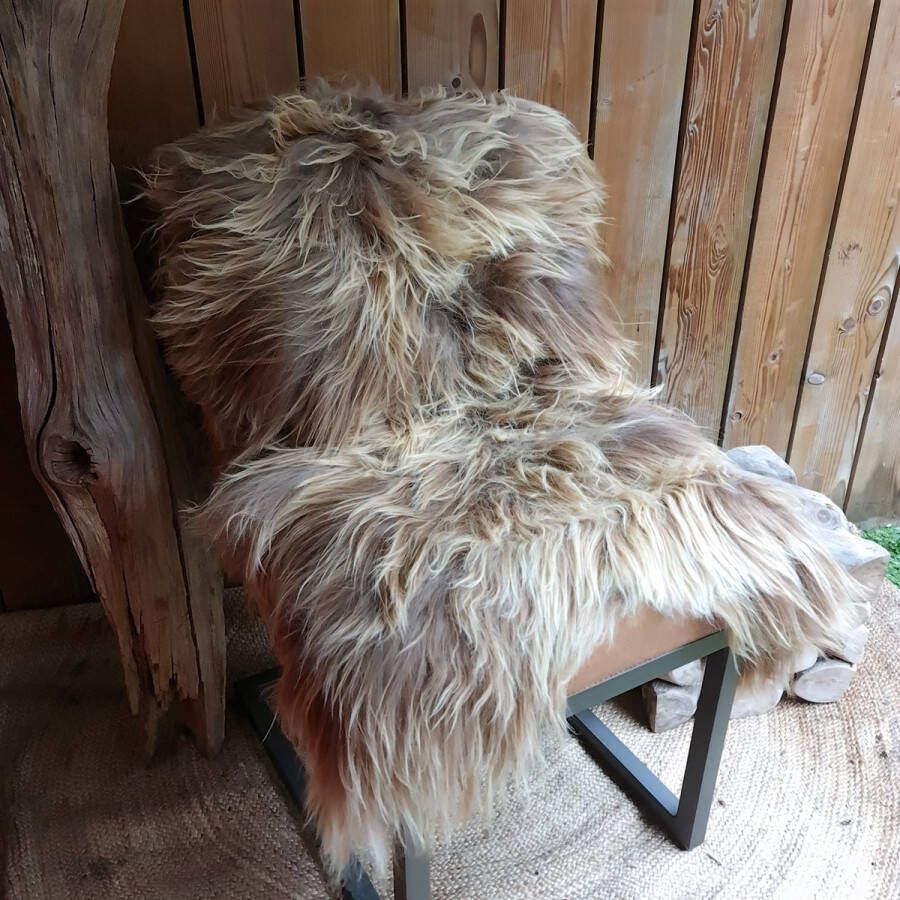 Lindian-style IJslandse schapenvacht 120X90 Warm bruin gemêleerd blond