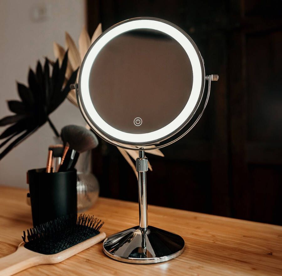 Lindo Make up spiegel met verlichting- Led spiegel Scheer spiegel Vergroot spiegel Licht 10x vergroting Spiegel met licht Make-upspiegel