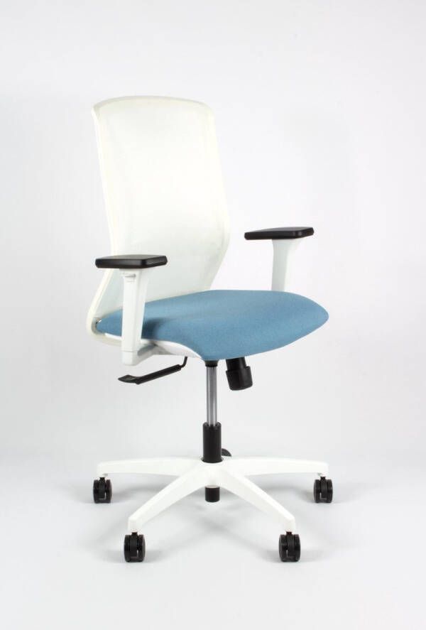 Linea Tekna White 01 Bureaustoel Ergonomisch EN1335 -Multi verstelbaar- Wit Blauw