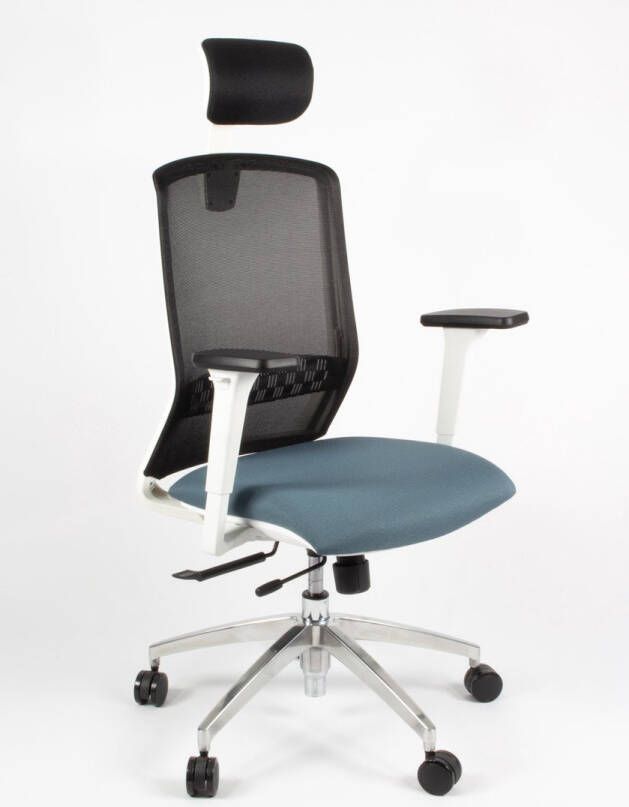 Linea Tekna White 01 PT Bureaustoel Ergonomisch EN1335 Met hoofdsteun Multi verstelbaar- Zwart Grijs