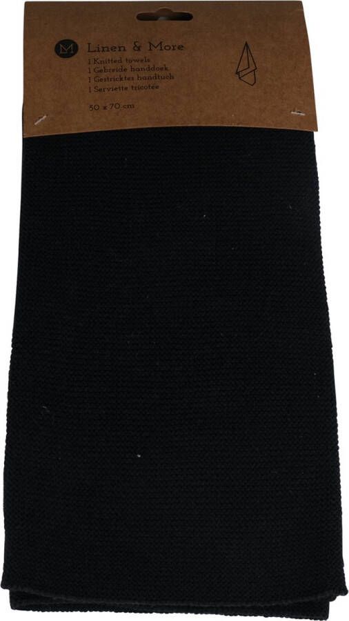 Linen & More Keukenhanddoek &apos;Eldrid&apos; 50cm x 70cm Black