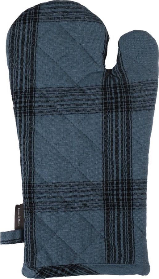 Linen & More Ovenwant 'Black Check' (Mirage Blue)