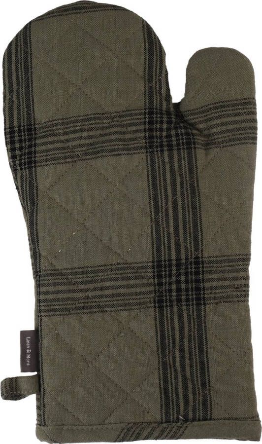 Linen & More Ovenwant 'Black Check' (Sage)