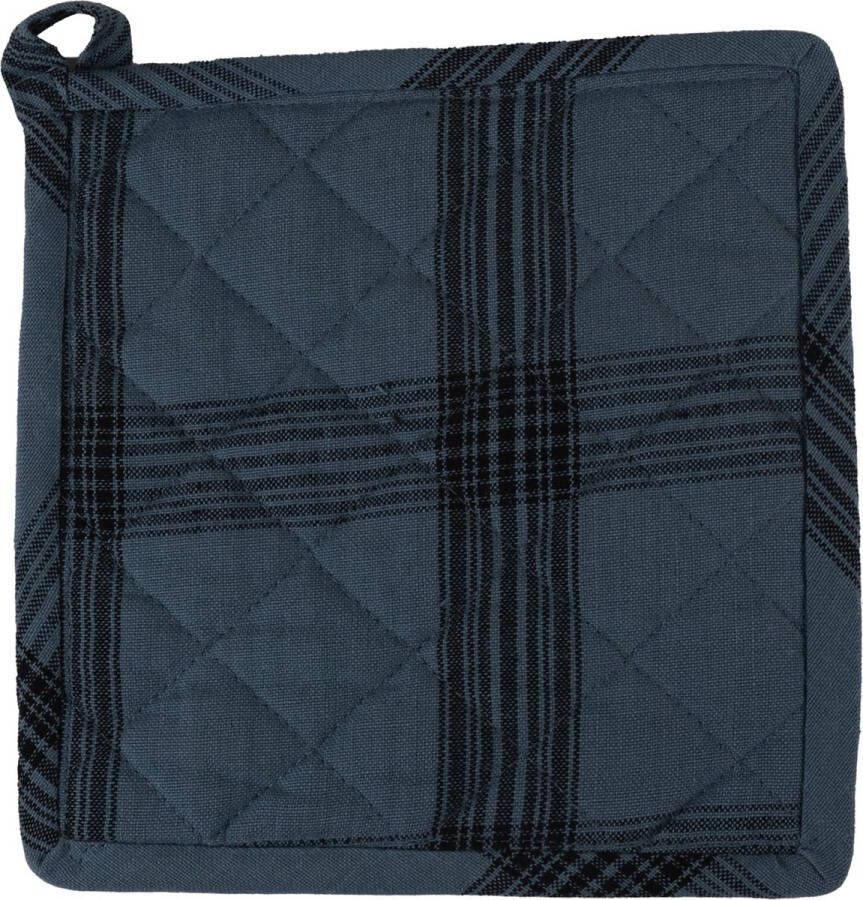 Linen & More Pannenlap &apos;Black Check&apos; 20cm x 20cm Mirage Blue