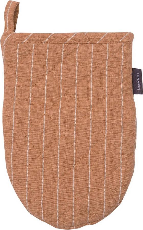 Linen & More Pinstripe Mini Ovenwant cafe bruin 14x20cm (set of 2)