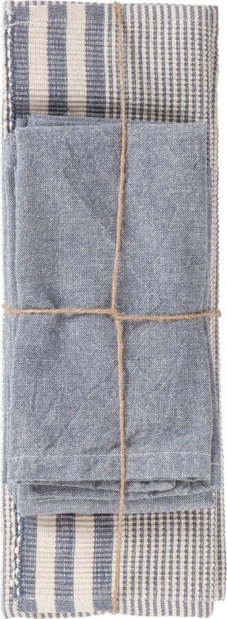 Linen & More Set 4 Placemats en 4 Servetten Katoen Indigo Blauw