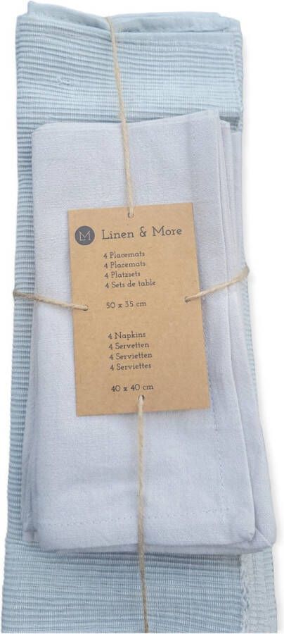 Linen & More Set 4 Placemats en 4 Servetten Katoen Stone White