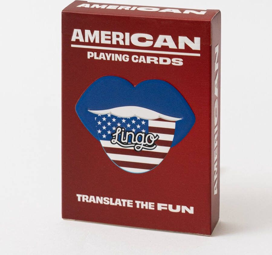 Lingo Amerikaanse speelkaarten- playingcards- talen leren- Engels- jong en oud- Amerikaanse woordenschat- Leer Amerikaanse woordenschat op een leuke en gemakkelijke manier- 52 essentiële vertalingen- Leren- reizen- spelen