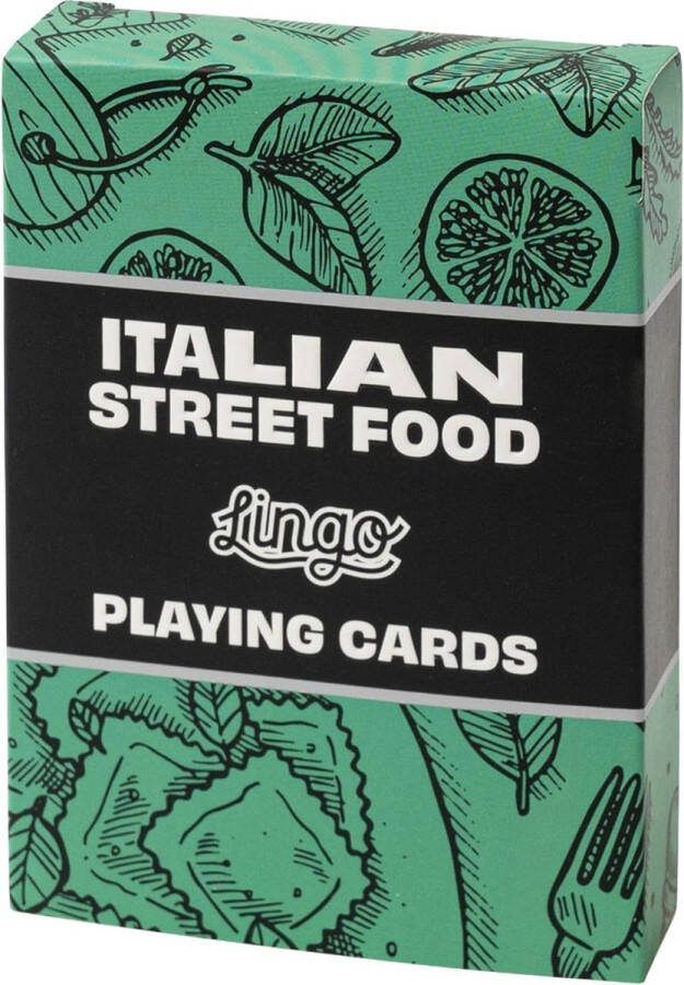 Lingo Italiaanse straatvoedsel speelkaarten playingcards reis flashcards jong en oud- Italiaanse Street Food Recepten & Tips op een leuke en gemakkelijke manier Reis Flashcard Deck 52 essentiële vertalingen 8.99x6.5x1.7 cm 91g