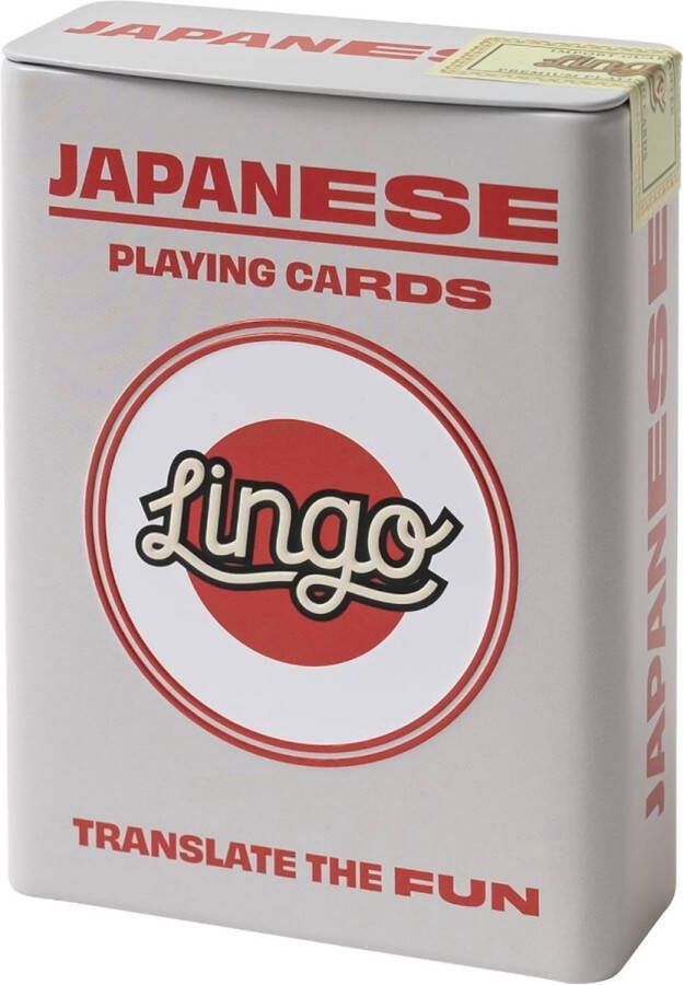 Lingo Japanse speelkaarten in blikken doos speelkaarten taal leren spel uitspraak vaardigheden te verho set leuk Visueel flashcard deck om jong en oud- leer Japanse de woordenschat engen 52 essentiële vertalingen reizen spel
