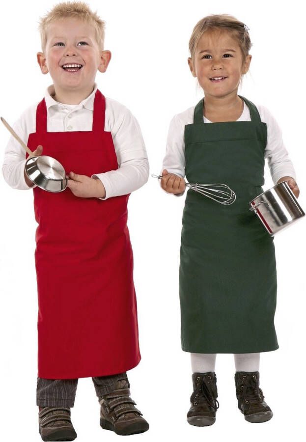LINK Kitchenwear Klieder schorten voor kinderen donkergroen Keukenschorten