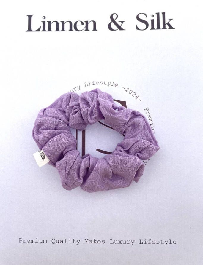 Linnen & Silk 100% Hoogwaardig Vegan Linnen Casual Scrunchie 3.5CM M Macaron Purple Paars