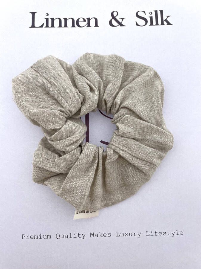 Linnen & Silk 100% Hoogwaardig Vegan Linnen Chique Scrunchie 6CM L Original Linen Linnen