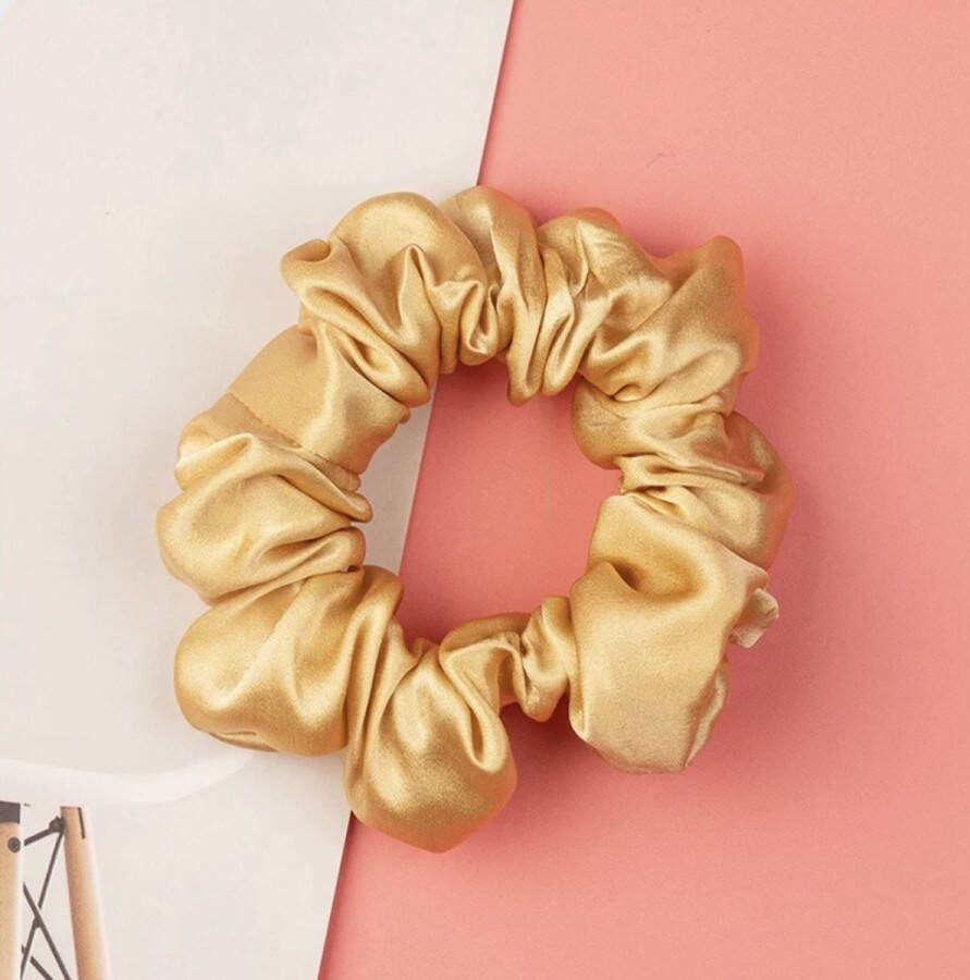 Linnen & Silk Zijden Scrunchie OEKO-TEX Standard 100 19 Momme 100% 6A Pure Silk Casual Scrunchie 3.5CM M Satin Champagne