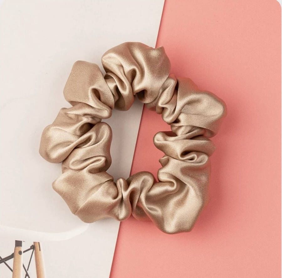 Linnen & Silk Zijden Scrunchie OEKO-TEX Standard 100 19 Momme 100% 6A Pure Silk Casual Scrunchie 3.5CM M Satin WarmRosé